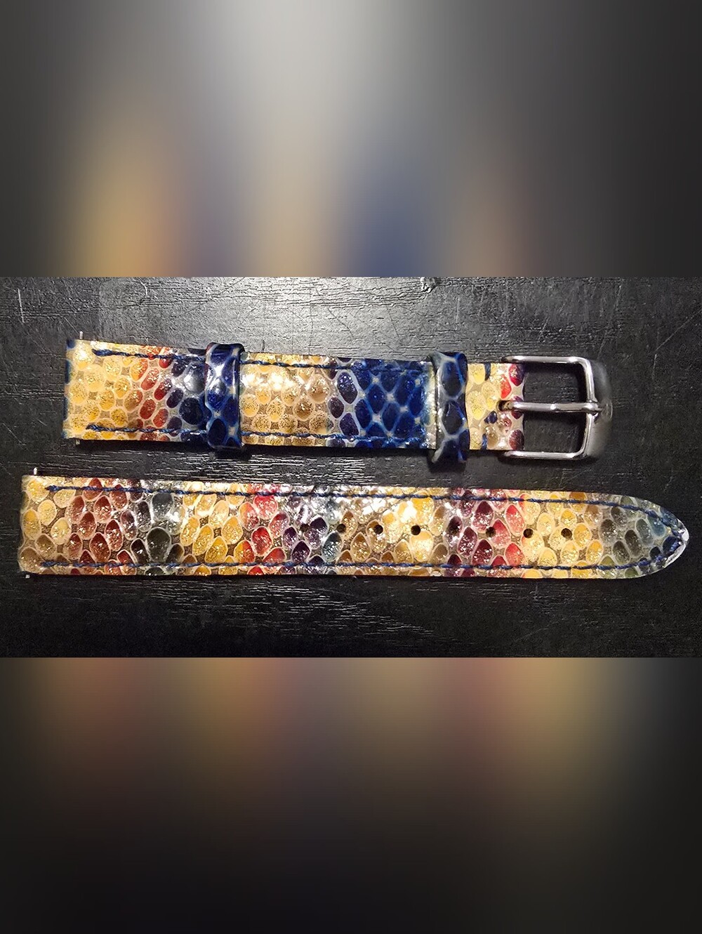 Multi Color Genuine Snake Leather Michele Watch Strap Band